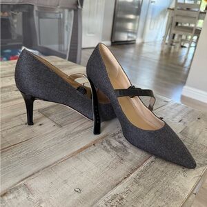 Via Spiga Gray Wool Mary Jane Heels